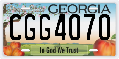 GA license plate CGG4070