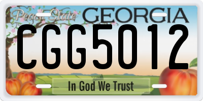 GA license plate CGG5012