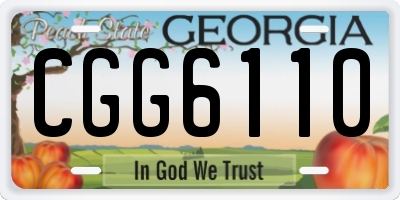 GA license plate CGG6110