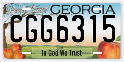 GA license plate CGG6315