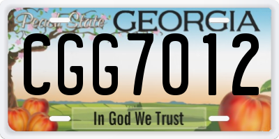 GA license plate CGG7012