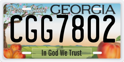 GA license plate CGG7802