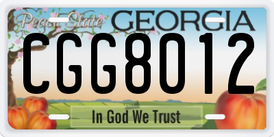 GA license plate CGG8012