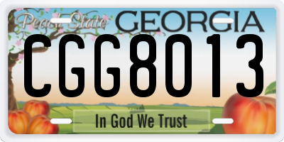 GA license plate CGG8013