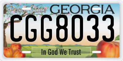 GA license plate CGG8033