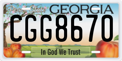 GA license plate CGG8670