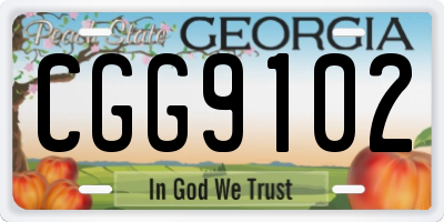 GA license plate CGG9102