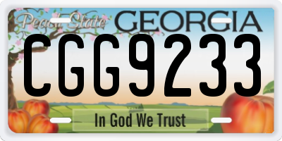 GA license plate CGG9233