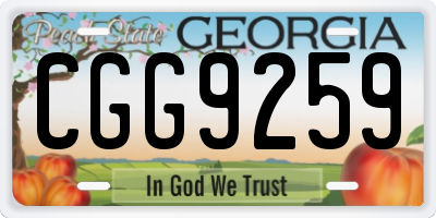 GA license plate CGG9259