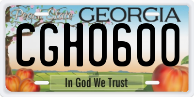 GA license plate CGH0600