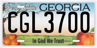 GA license plate CGL3700