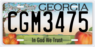 GA license plate CGM3475