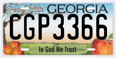 GA license plate CGP3366