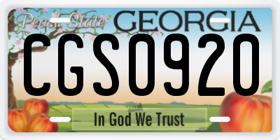 GA license plate CGS0920
