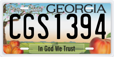 GA license plate CGS1394