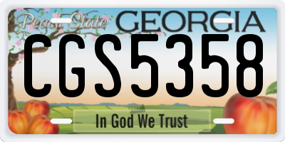 GA license plate CGS5358