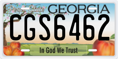 GA license plate CGS6462