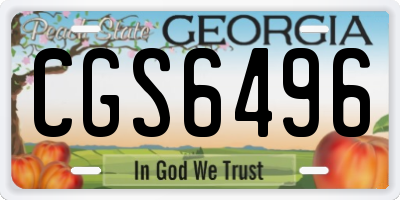 GA license plate CGS6496