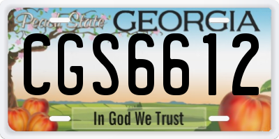 GA license plate CGS6612