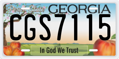 GA license plate CGS7115