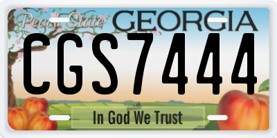 GA license plate CGS7444