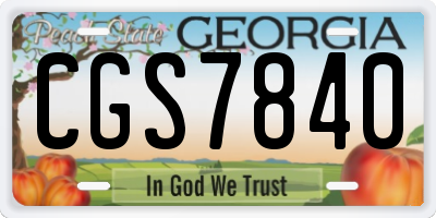 GA license plate CGS7840