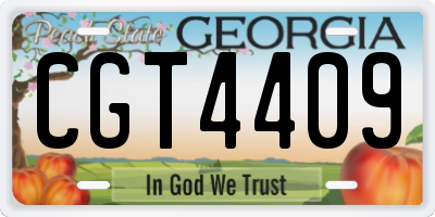 GA license plate CGT4409