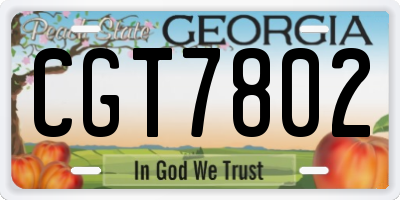GA license plate CGT7802