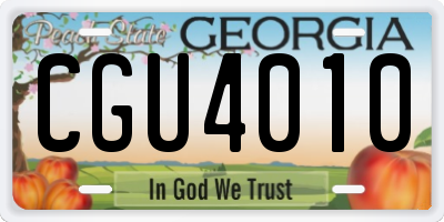 GA license plate CGU4010