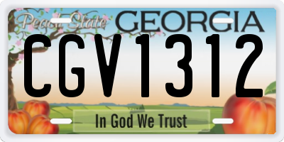 GA license plate CGV1312