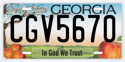 GA license plate CGV5670