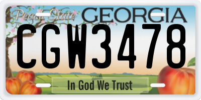 GA license plate CGW3478