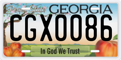 GA license plate CGX0086