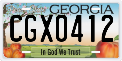 GA license plate CGX0412