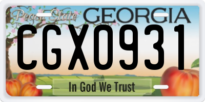 GA license plate CGX0931