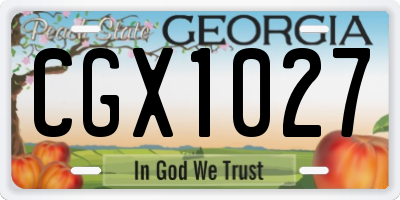 GA license plate CGX1027