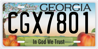 GA license plate CGX7801