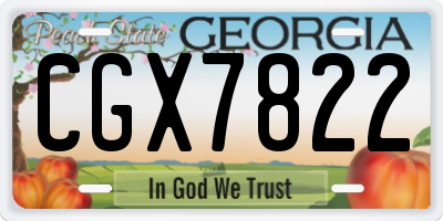 GA license plate CGX7822