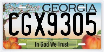 GA license plate CGX9305