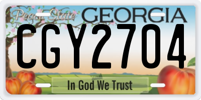 GA license plate CGY2704