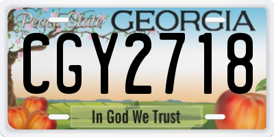 GA license plate CGY2718
