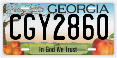 GA license plate CGY2860