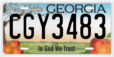 GA license plate CGY3483