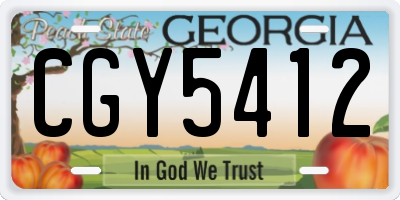 GA license plate CGY5412