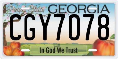 GA license plate CGY7078