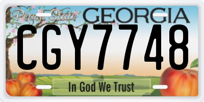 GA license plate CGY7748