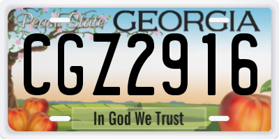 GA license plate CGZ2916