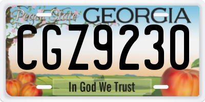 GA license plate CGZ9230