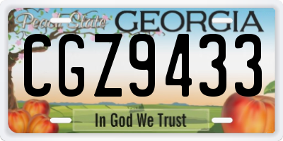GA license plate CGZ9433