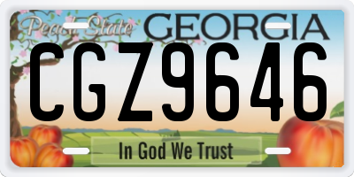 GA license plate CGZ9646
